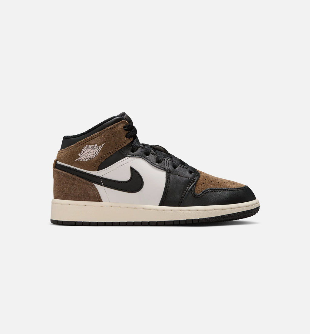 Air Jordan 1 Mid Grade School Sneakers - Black / Phantom / Palomino / University Red
