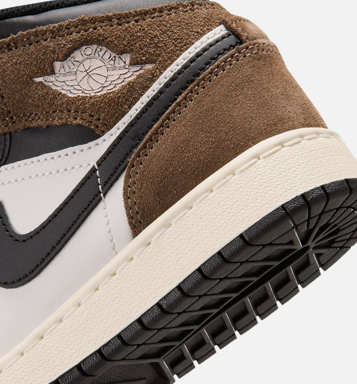 Air Jordan 1 Mid Grade School Sneakers - Black / Phantom / Palomino / University Red