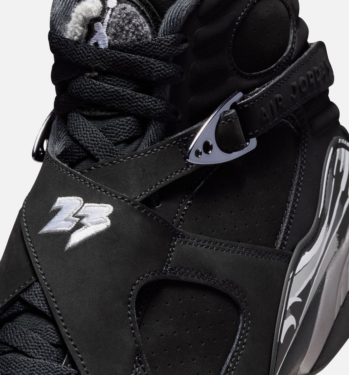 Air Jordan 8 Retro Chrome Black And Light Graphite Men's Sneakers